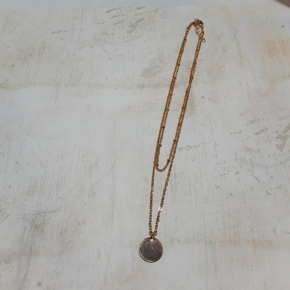 Minimalist Layered Dainty Chain Disk Necklace - Picture 4 of 7